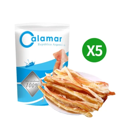 Calamar 阿根廷100%手撕深海魷魚條/鱈魚條x5包(魷魚條100g/包、鱈魚條70g/包/中秋)