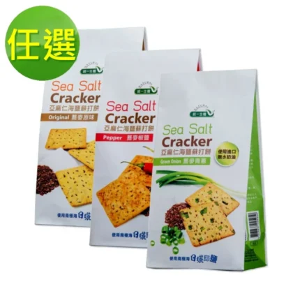 統一生機 亞麻仁海鹽蘇打餅x3袋(任選蕎麥/青蔥/椒鹽/21gx8包/袋)